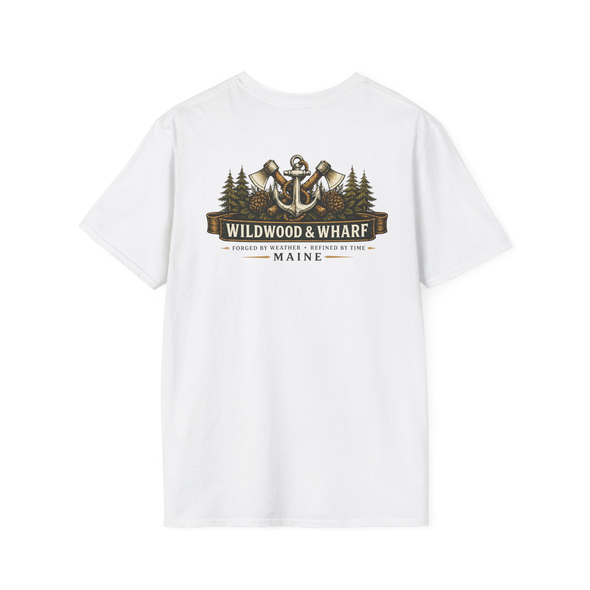 Wildwood & Wharf Anchor Tee — Maine Nautical Forest Graphic T-Shirt