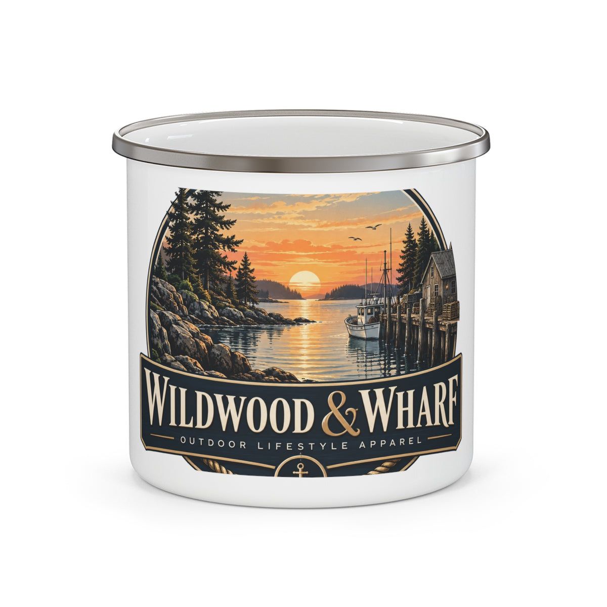 Wildwood & Wharf Harbor Sunset Camp Mug