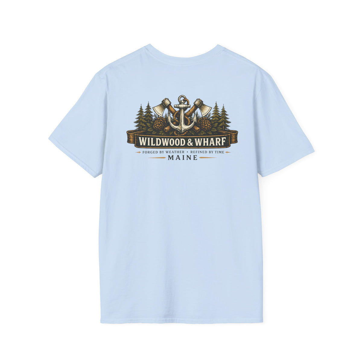 Wildwood & Wharf Anchor Tee — Maine Nautical Forest Graphic T-Shirt